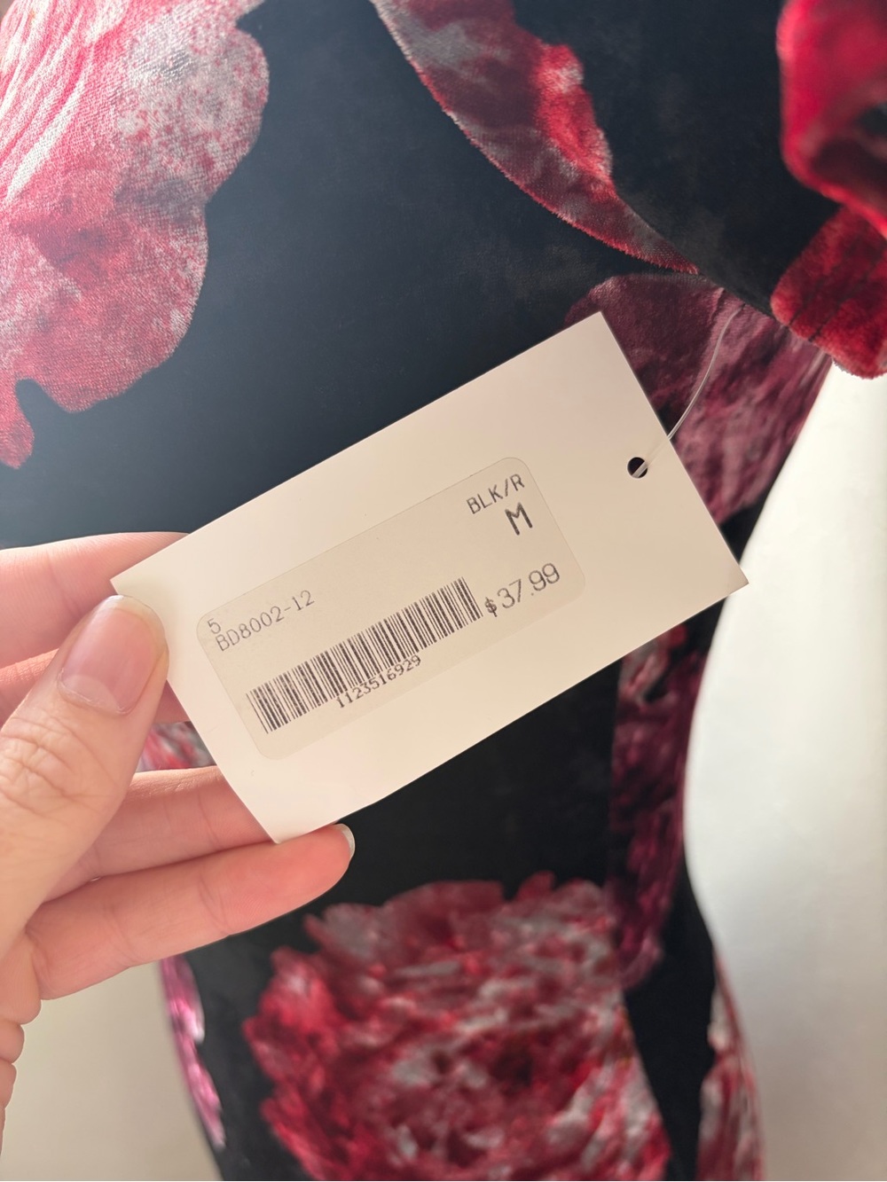 Blue Blush Black Pink Floral Velvet Off Shoulder Mini Dress NWT M - Picture 9 of 11